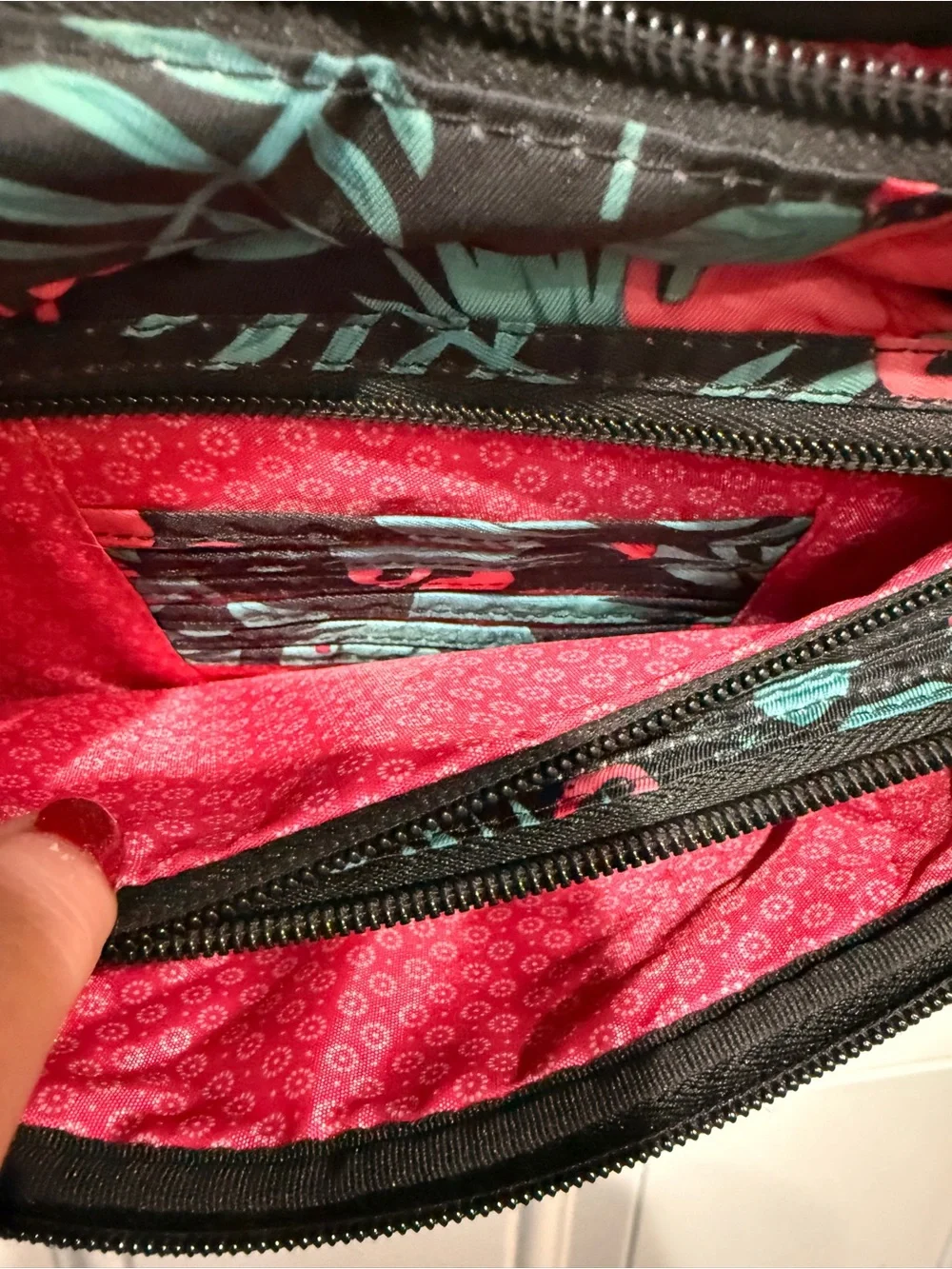 LUG Quilted Flamingo Print Crossbody Bag - Black/Teal/Pink